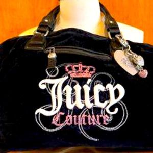 Juicy Couture Y2K vintage black velour dreamer bag with pink crown 💖 MINT💕